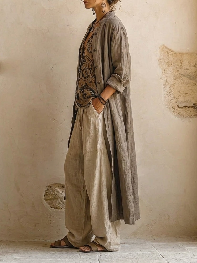 THREE-PIECE LINEN SET FOR WOMEN