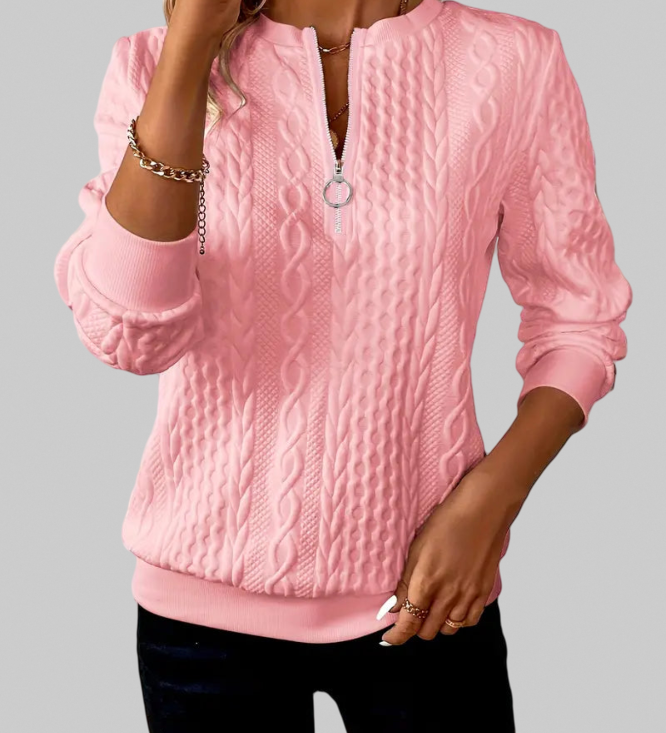 Alessia – Cable-Knit Zip Jumper