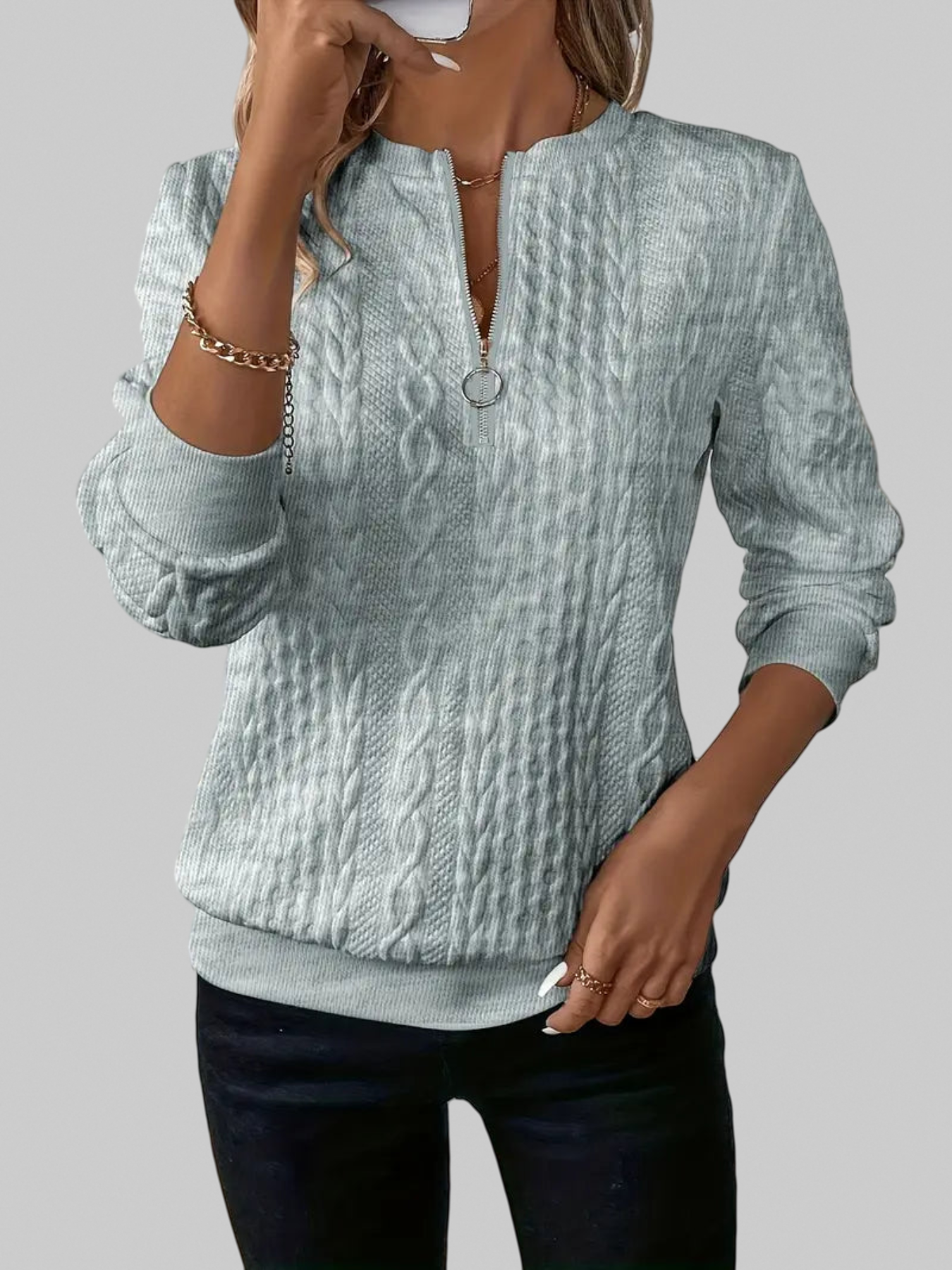 Alessia – Cable-Knit Zip Jumper