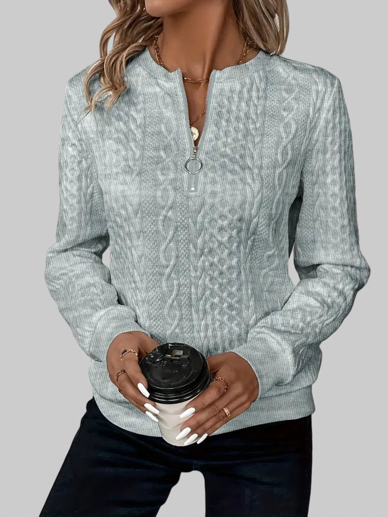 Alessia – Cable-Knit Zip Jumper