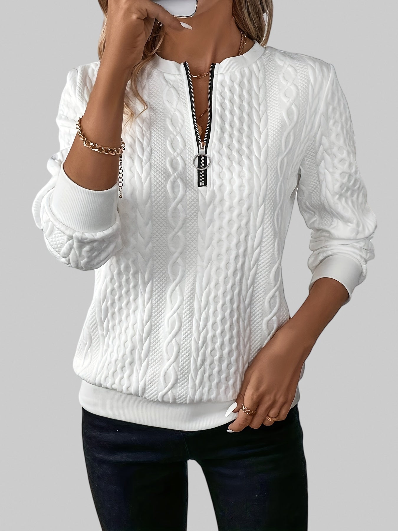 Alessia – Cable-Knit Zip Jumper