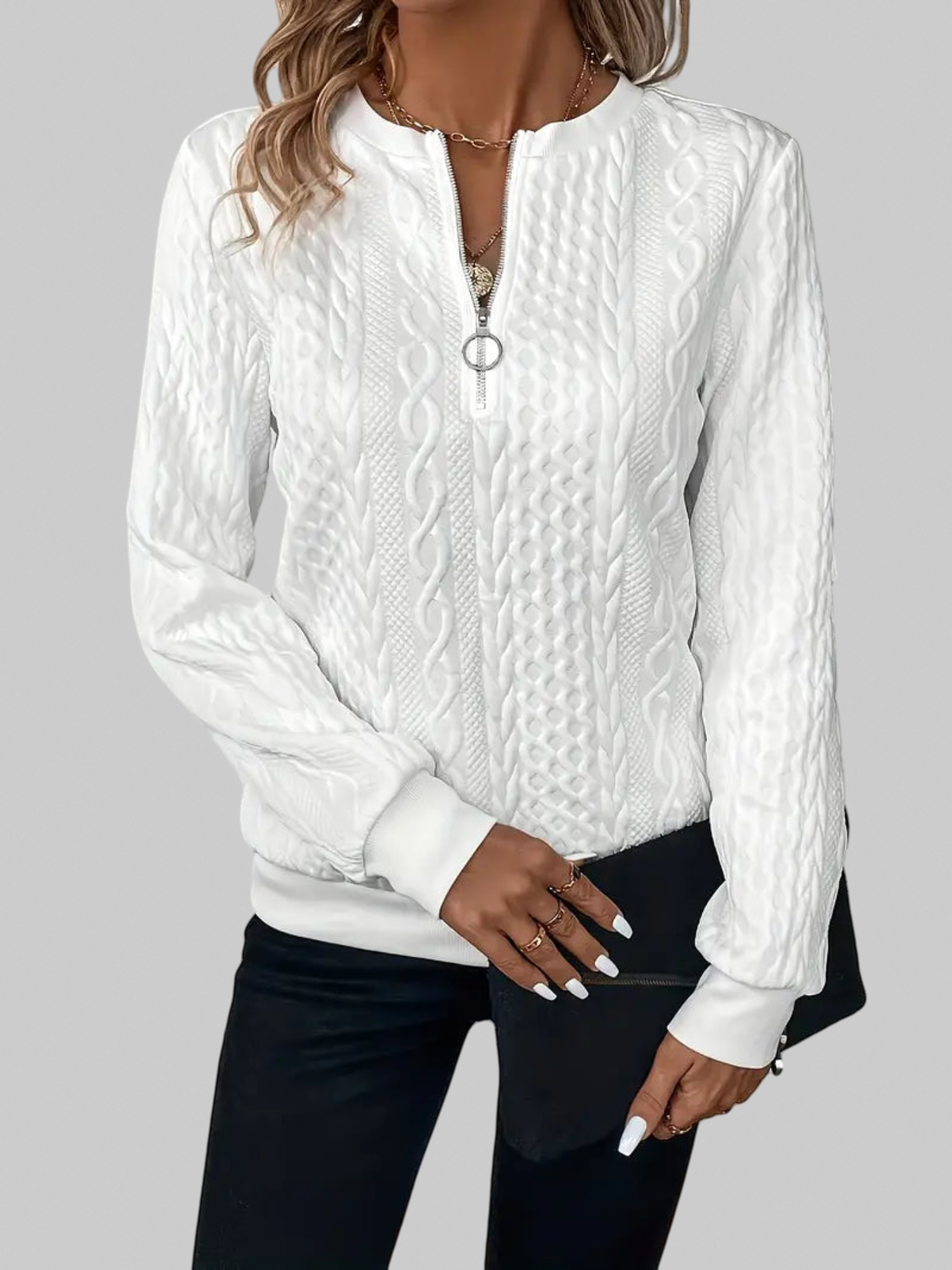Alessia – Cable-Knit Zip Jumper