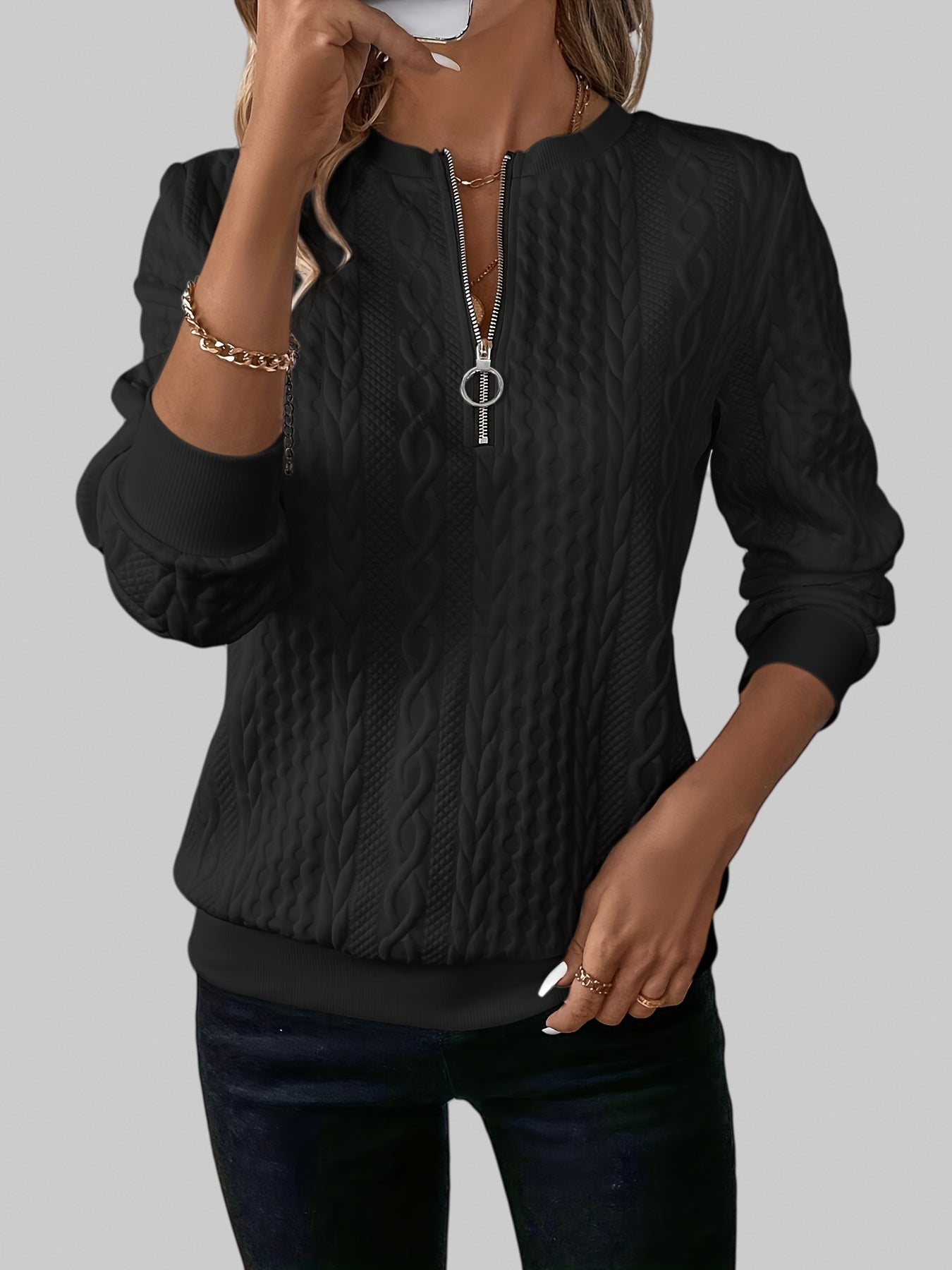 Alessia – Cable-Knit Zip Jumper