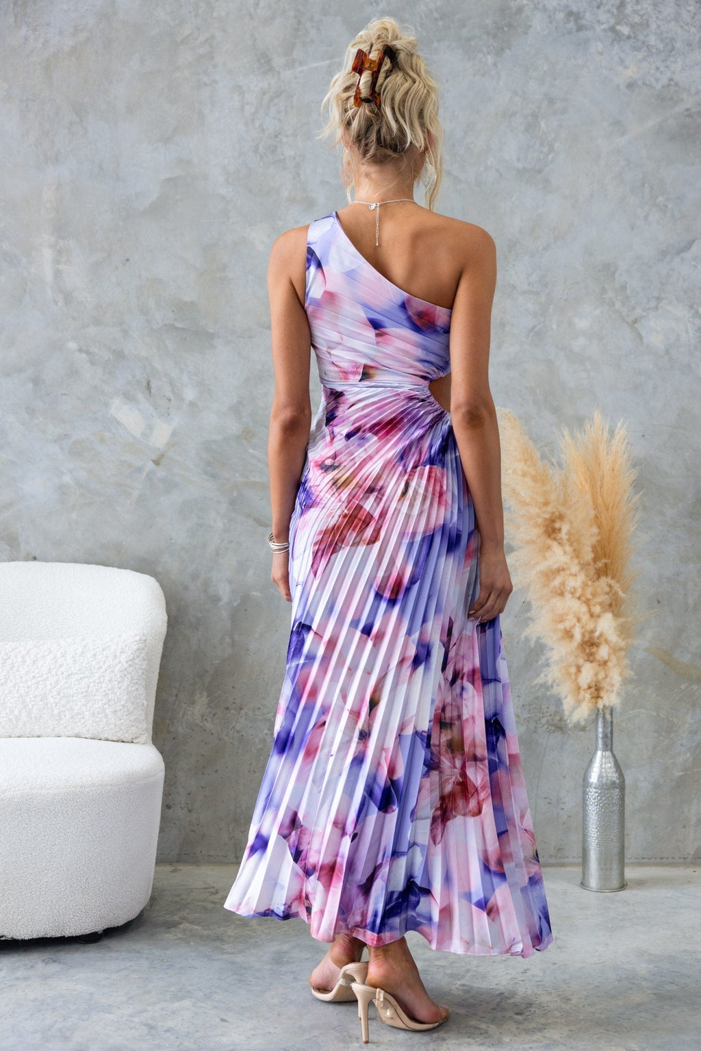 ELLA | One-Shoulder Pleated Midi Dress