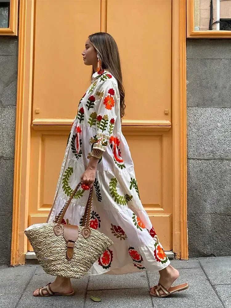 Women's Long Sleeve Floral Maxi Dress