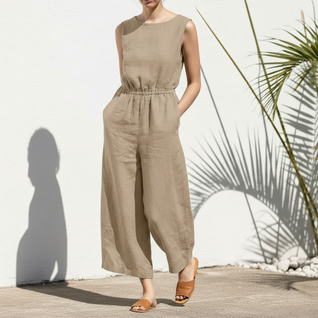Women's Sleeveless Wide-Leg Jumpsuit