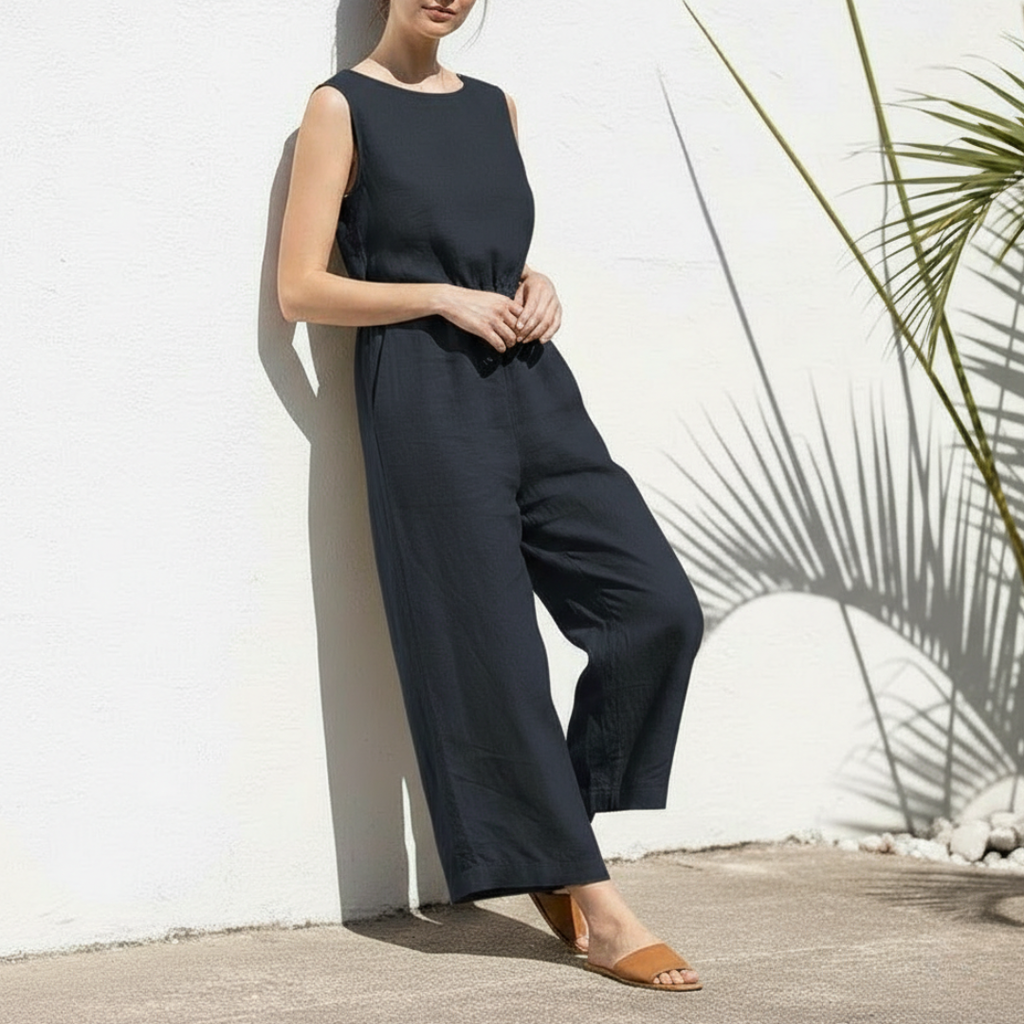 Women's Sleeveless Wide-Leg Jumpsuit