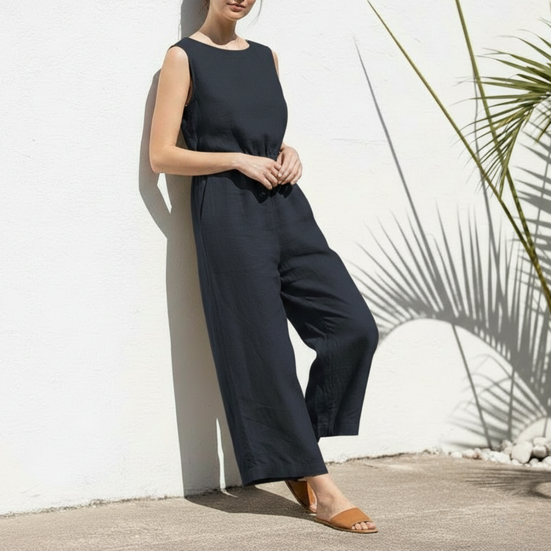Women's Sleeveless Wide-Leg Jumpsuit