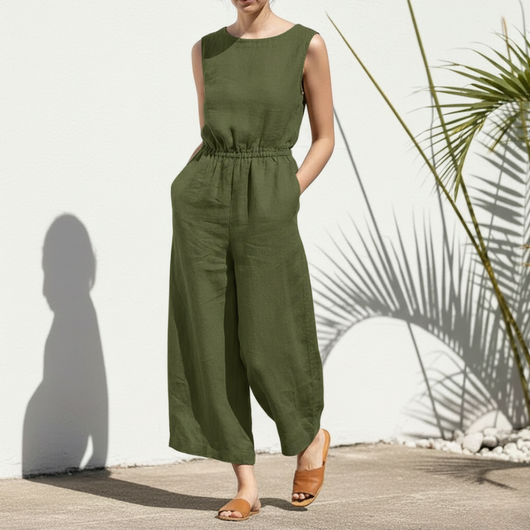 Women's Sleeveless Wide-Leg Jumpsuit