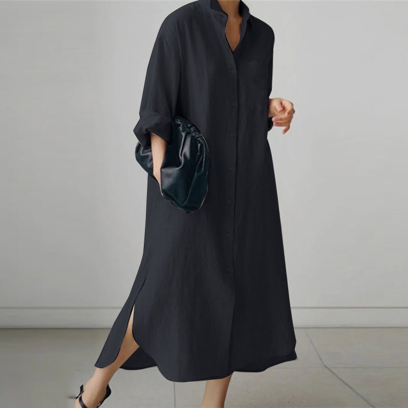 Women's Maxi Shirt Dress with Buttons