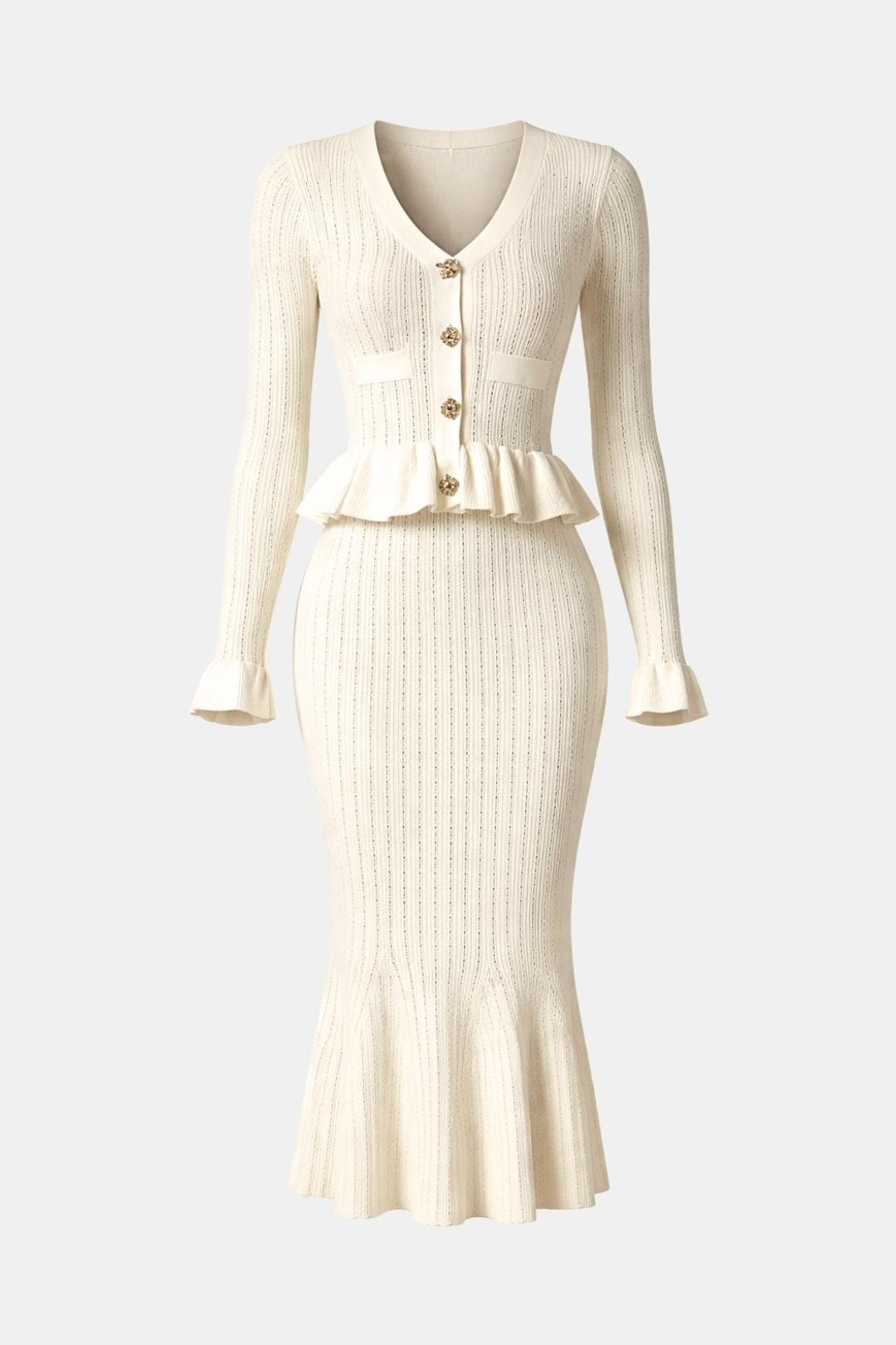 Women's V-Neck Fitted Midi Dress