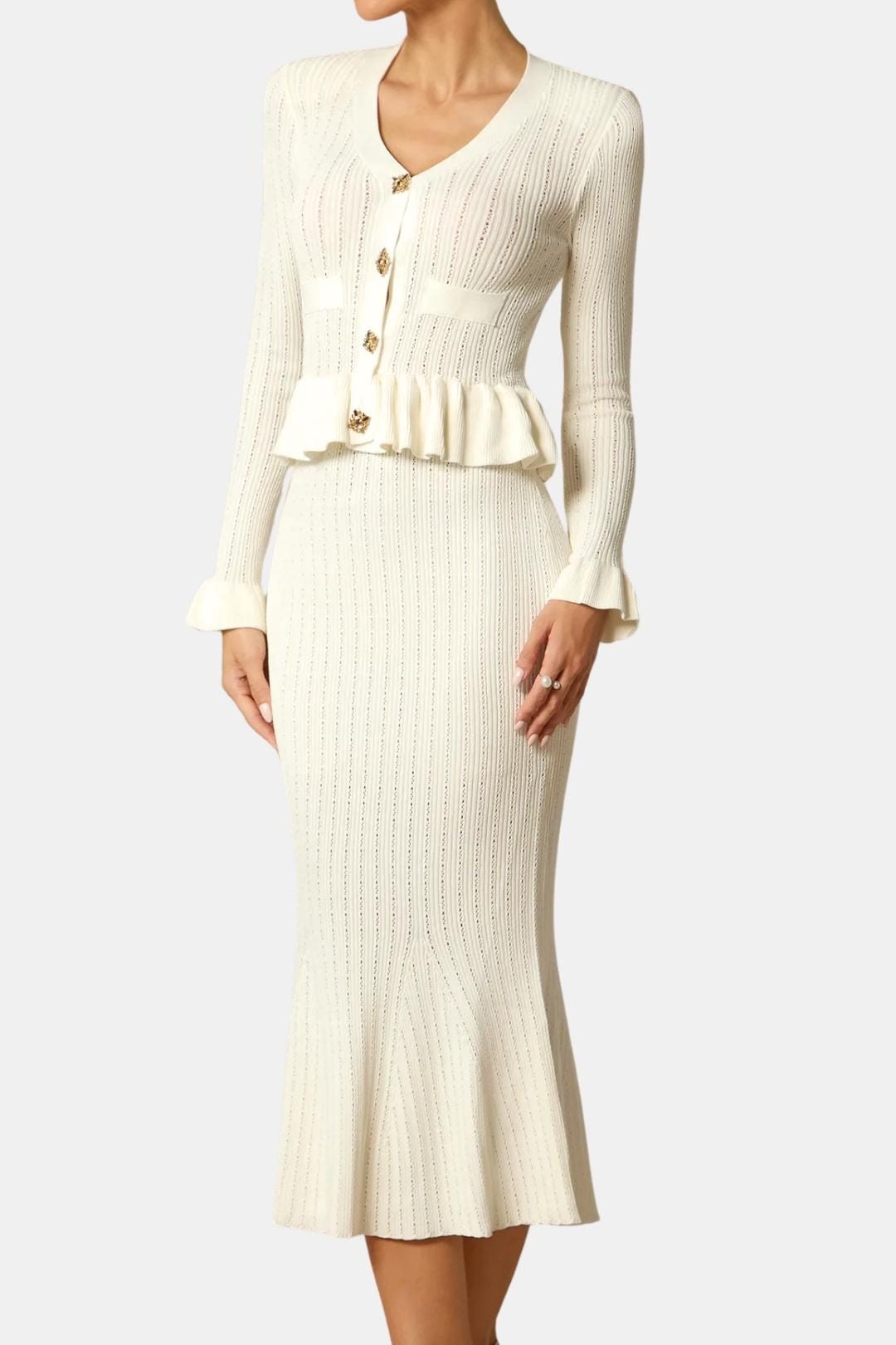 Women's V-Neck Fitted Midi Dress