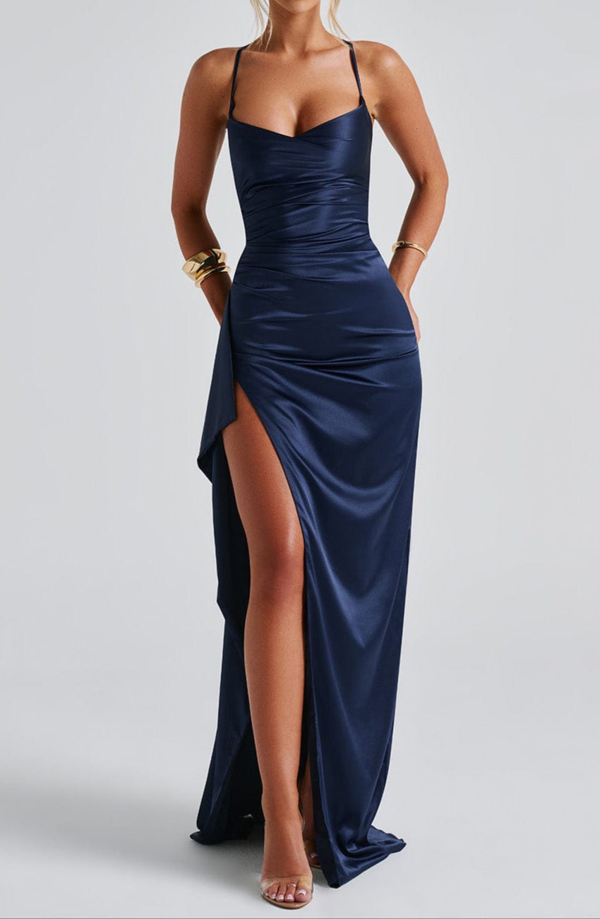 Ladies' Maxi Dress with Slit and Spaghetti Straps