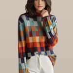 Aoife – Patchwork Cashmere Roll-Neck Jumper