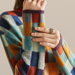 Aoife – Patchwork Cashmere Roll-Neck Jumper