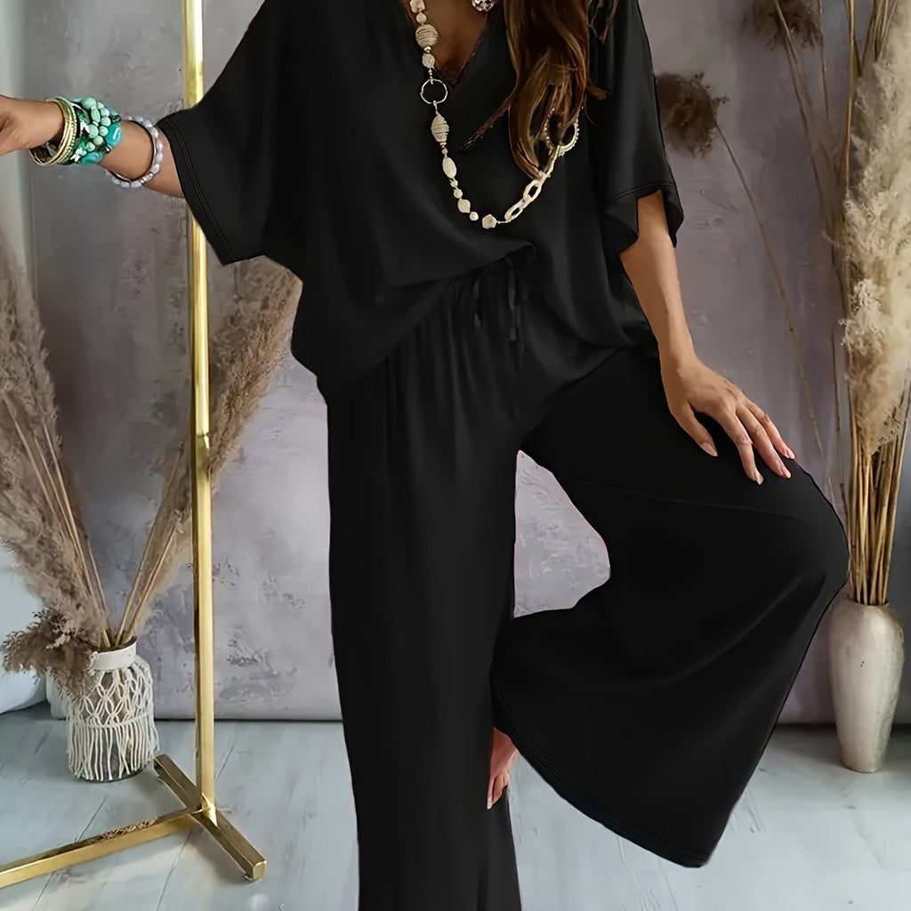 ELEGANT V-NECK TWO-PIECE SET FOR WOMEN