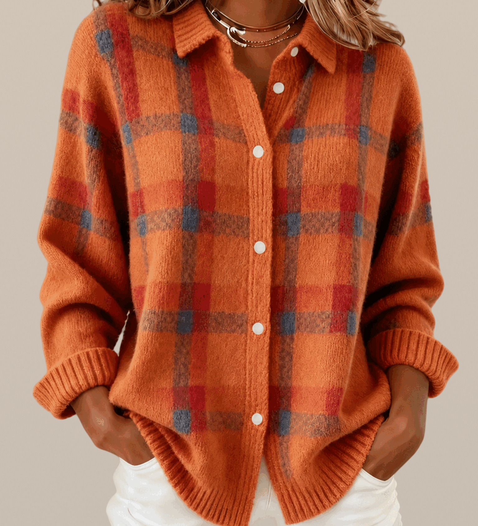Bethan – Checked Knit Jumper