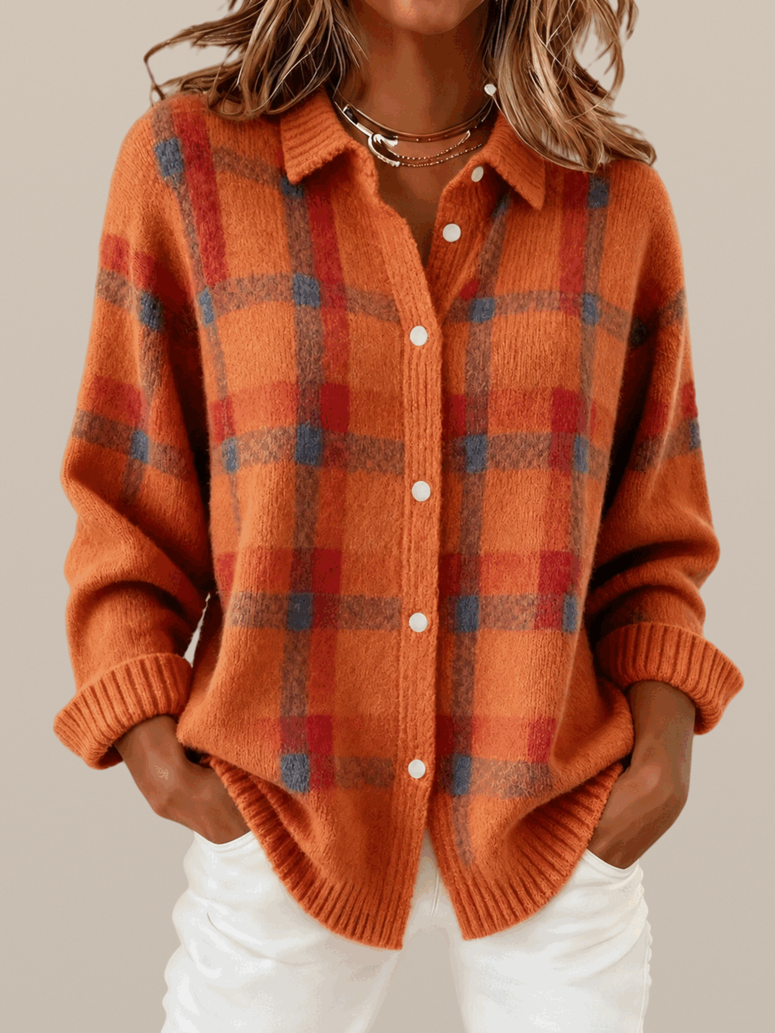 Bethan – Checked Knit Jumper