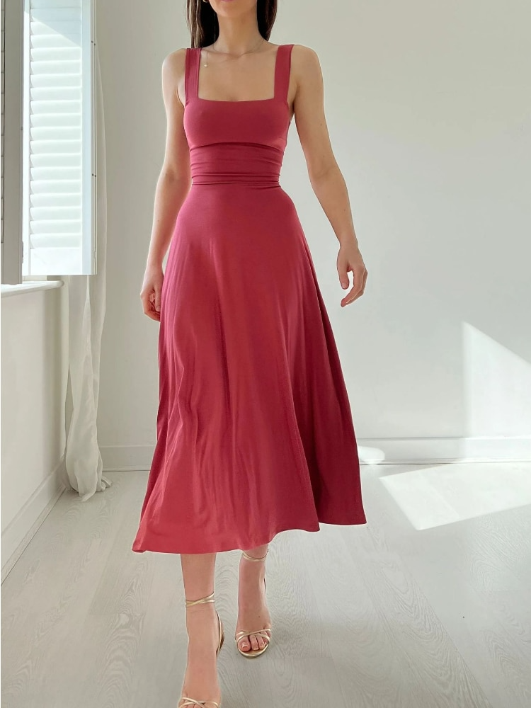 Women's Sleeveless A-Line Midi Dress