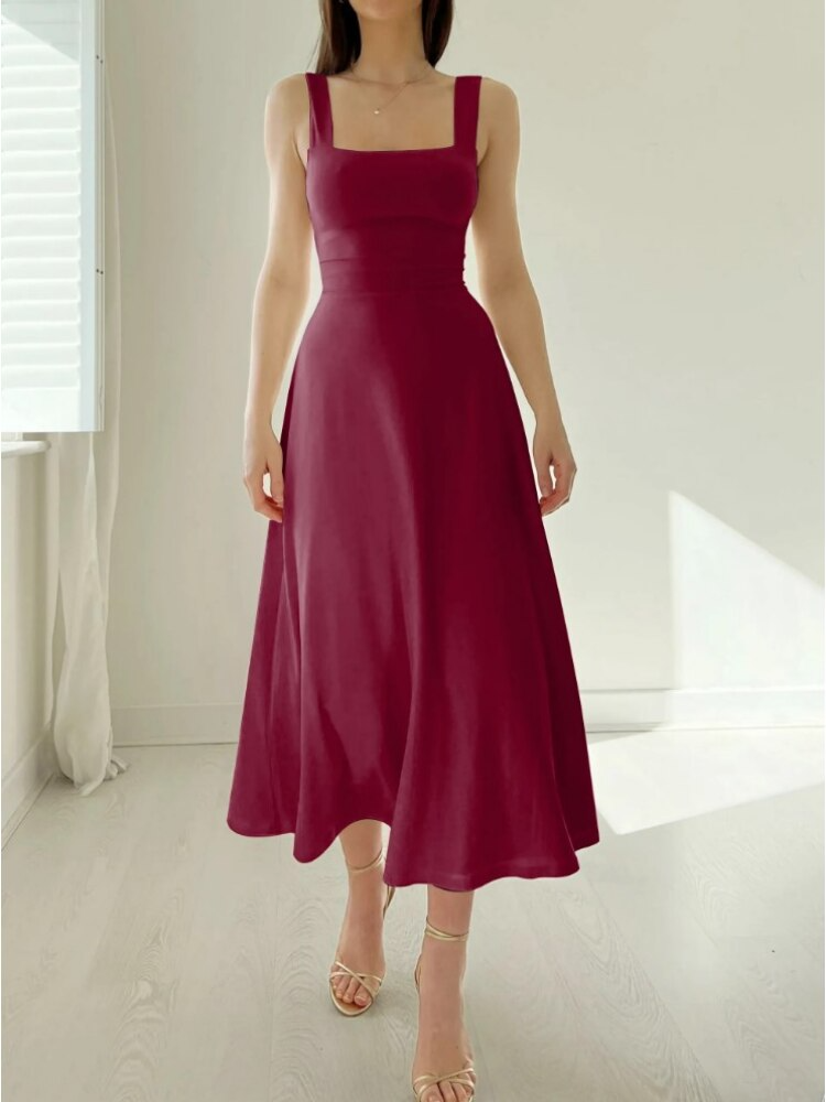 Women's Sleeveless A-Line Midi Dress