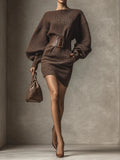 Ladies' Belted Long Sleeve Mini Dress