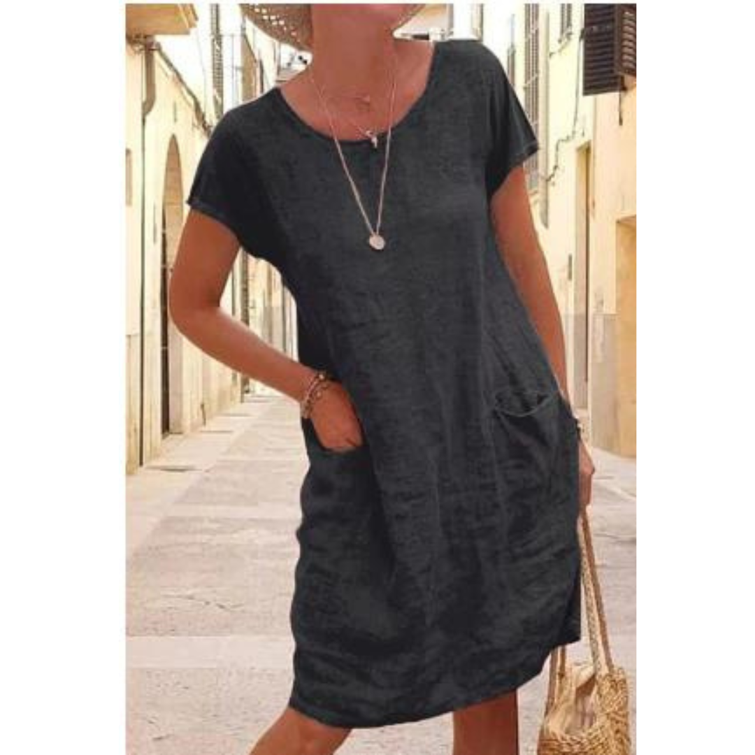 Ladies' Casual Dress with Pockets, Knee-Length