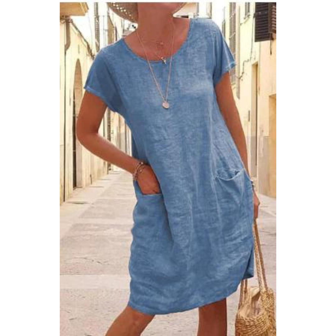 Ladies' Casual Dress with Pockets, Knee-Length