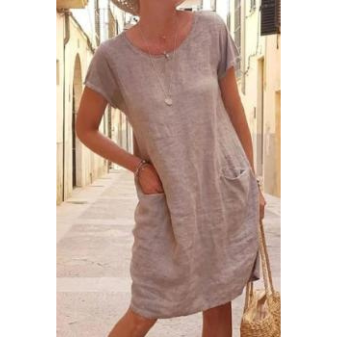 Ladies' Casual Dress with Pockets, Knee-Length