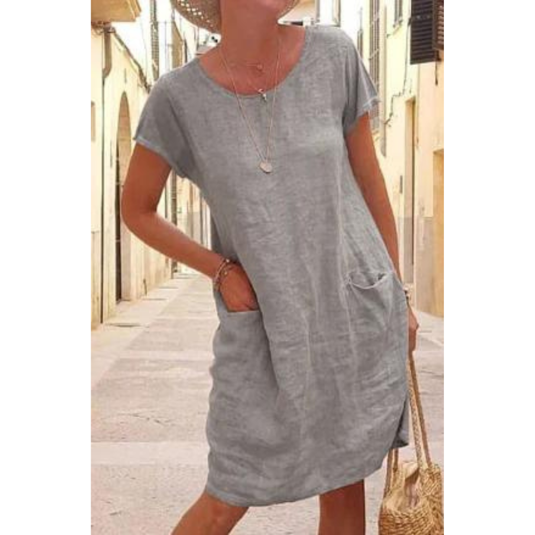 Ladies' Casual Dress with Pockets, Knee-Length