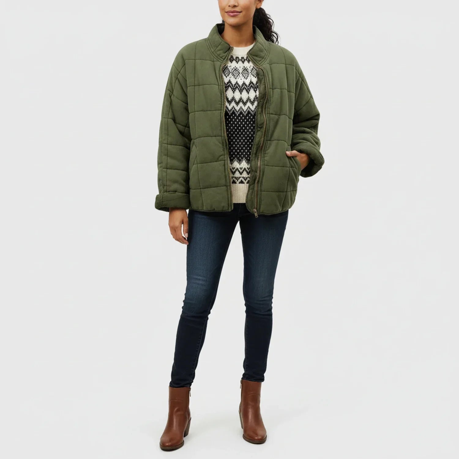 Ladies Quilted Bomber Jacket