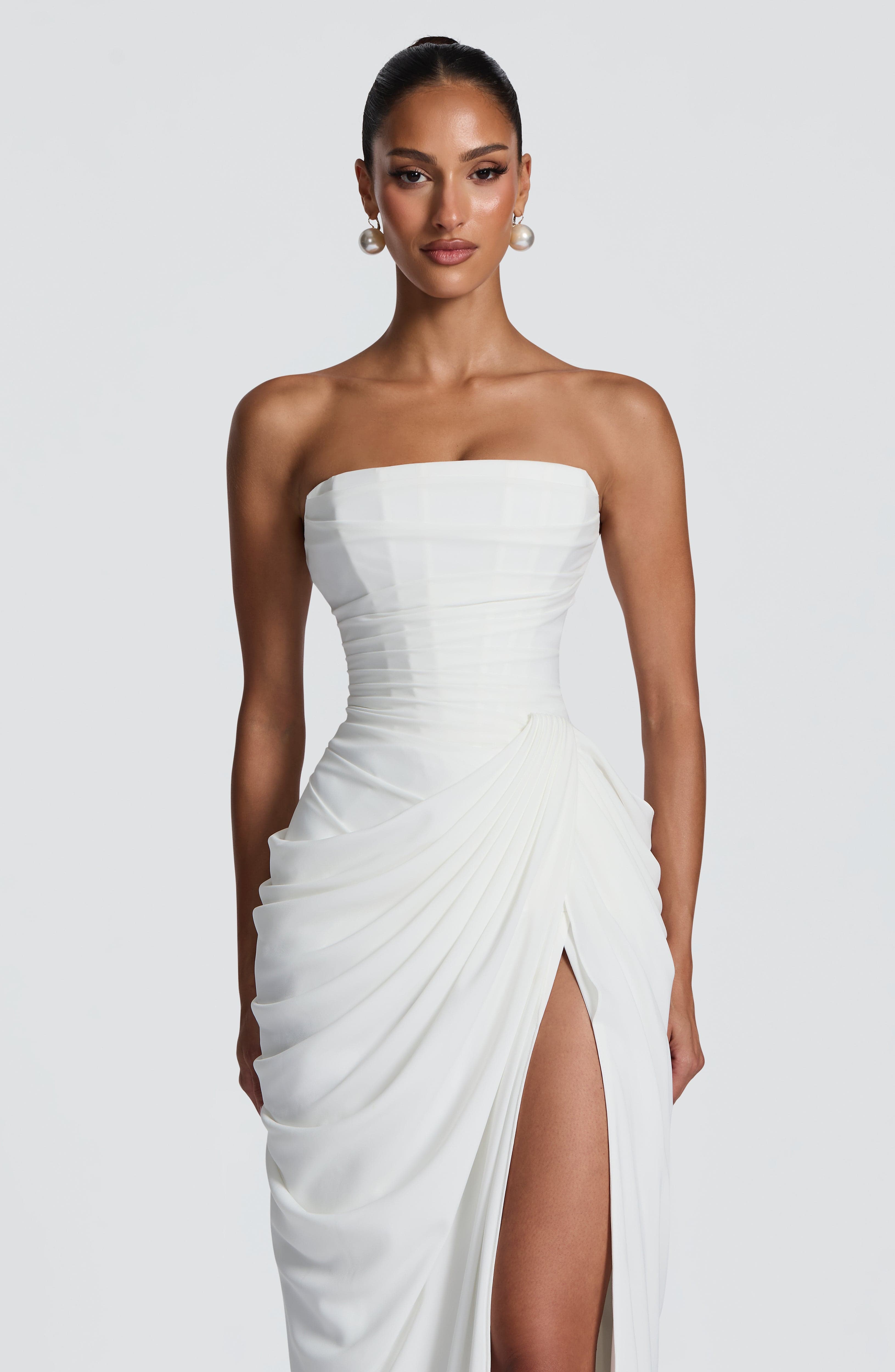 HANNAH | Elegant Maxi Dress with Draping and High Slit