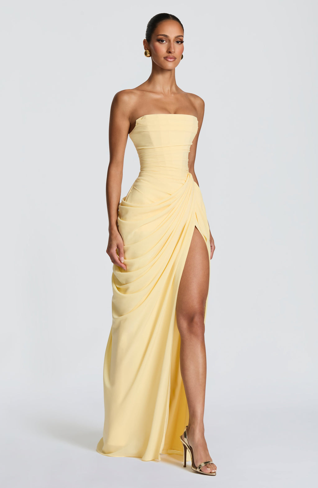 HANNAH | Elegant Maxi Dress with Draping and High Slit