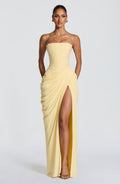 HANNAH | Elegant Maxi Dress with Draping and High Slit