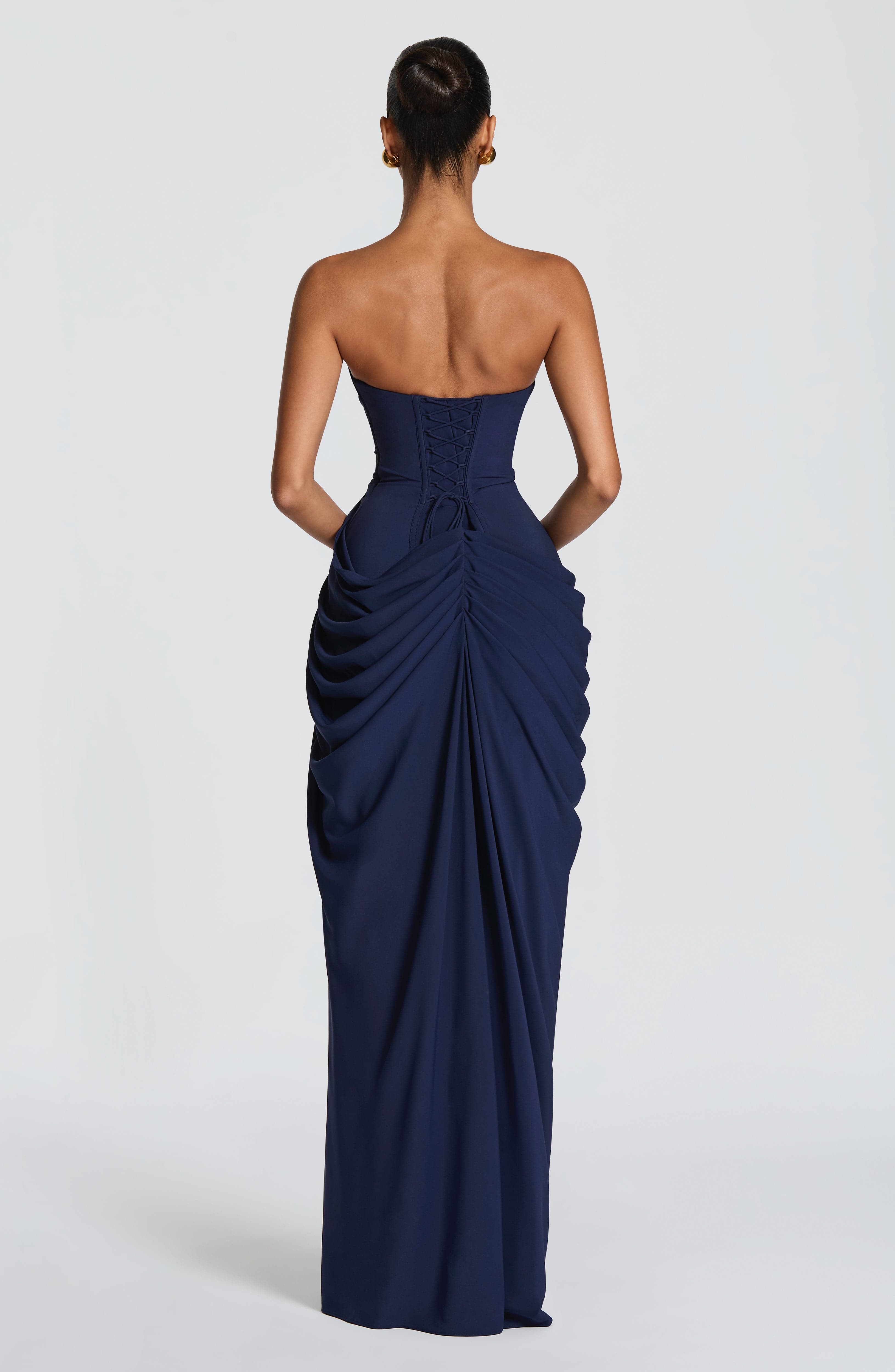 HANNAH | Elegant Maxi Dress with Draping and High Slit