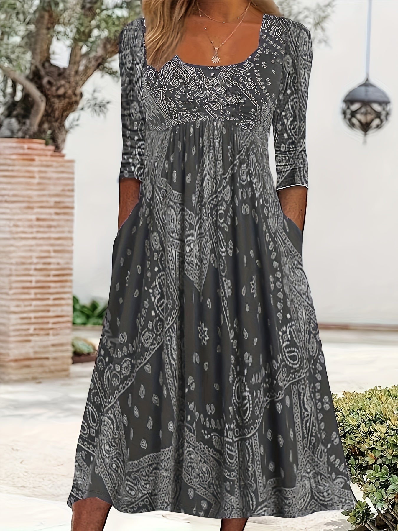 ELOWEN | MIDI DRESS WITH LONG SLEEVES CASUAL
