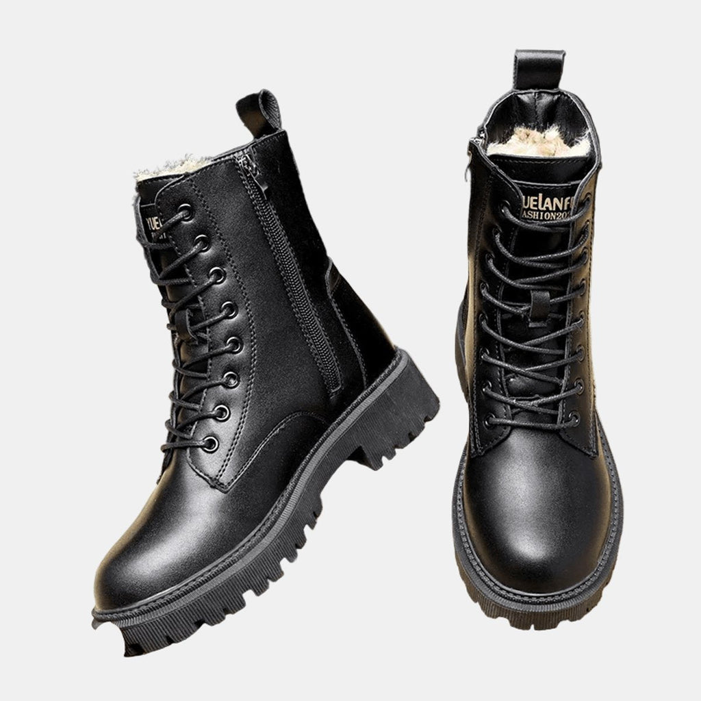 Leonie | Women's Lined Lace-Up Ankle Boots in Faux Leather with Zip