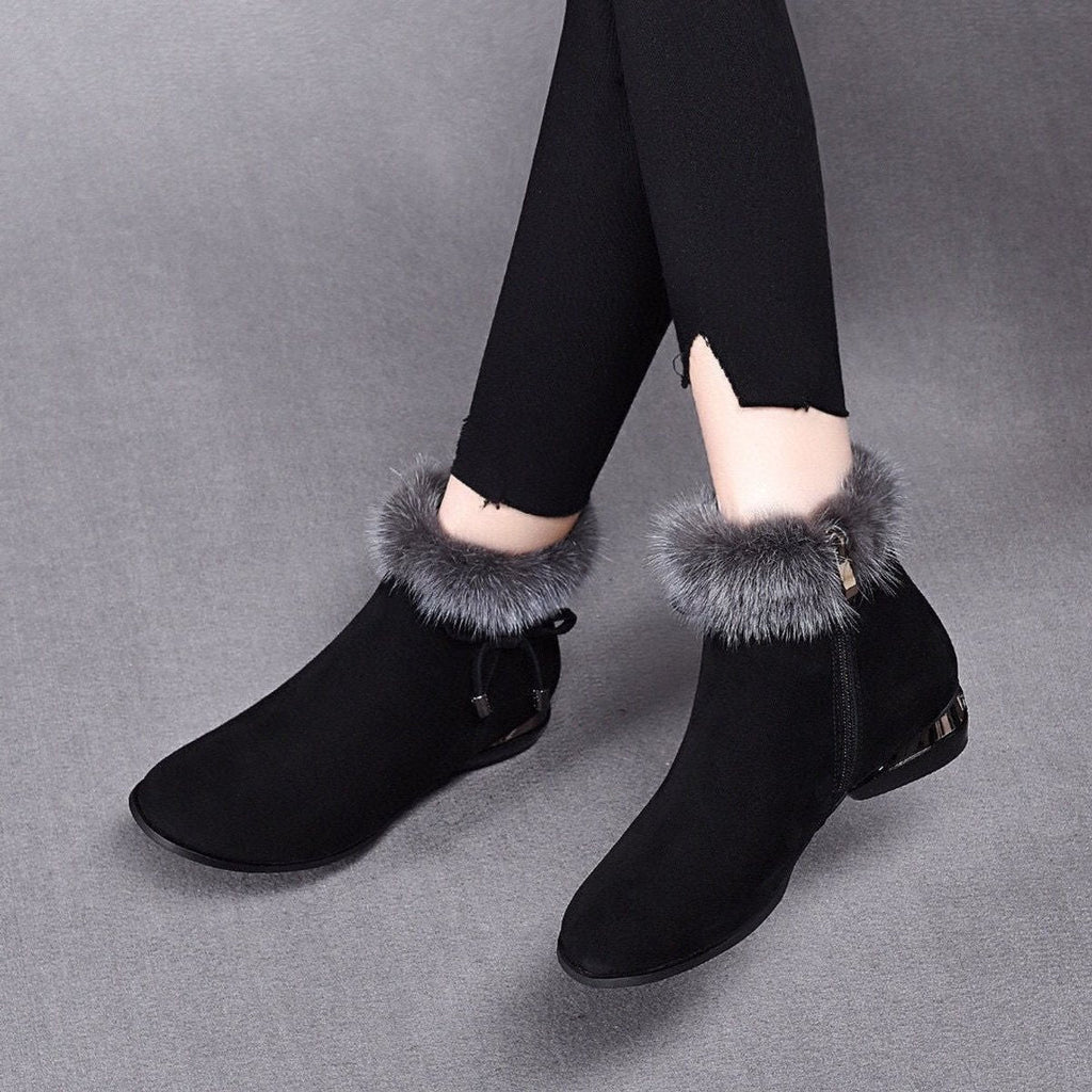 Luisa | Women's Insulated Suede Ankle Boots with Faux Fur Trim
