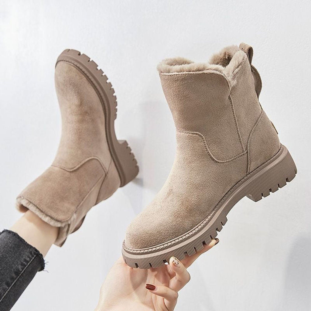 Greta | Women's Insulated Suede Slip-On Ankle Boots with Platform Sole