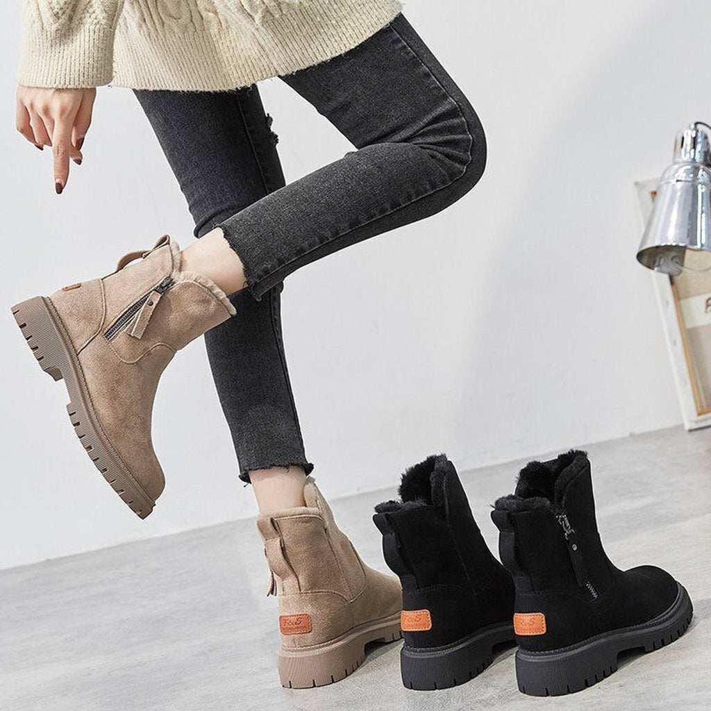 Greta | Women's Insulated Suede Slip-On Ankle Boots with Platform Sole