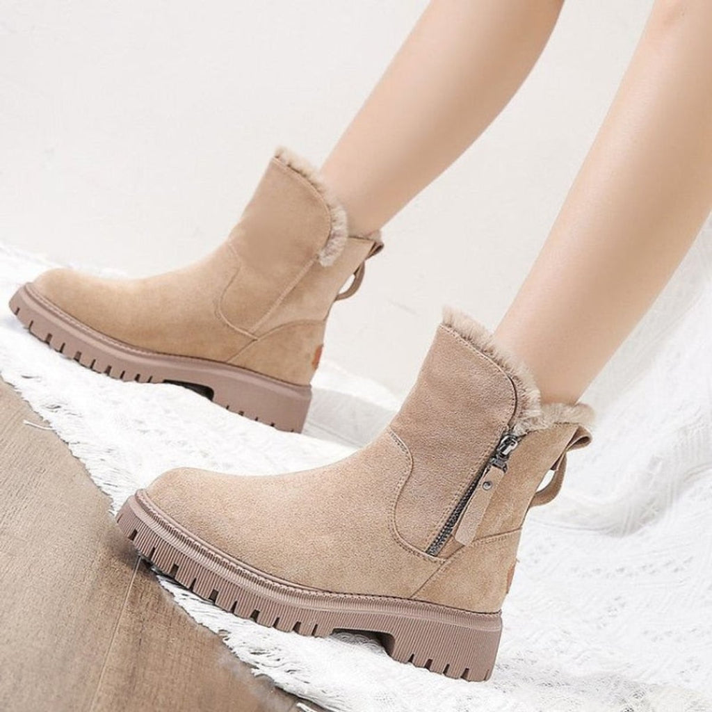 Greta | Women's Insulated Suede Slip-On Ankle Boots with Platform Sole