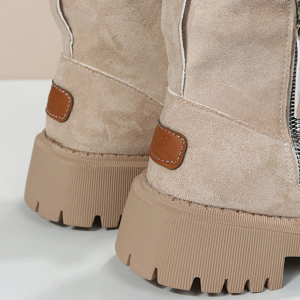 Greta | Women's Insulated Suede Slip-On Ankle Boots with Platform Sole
