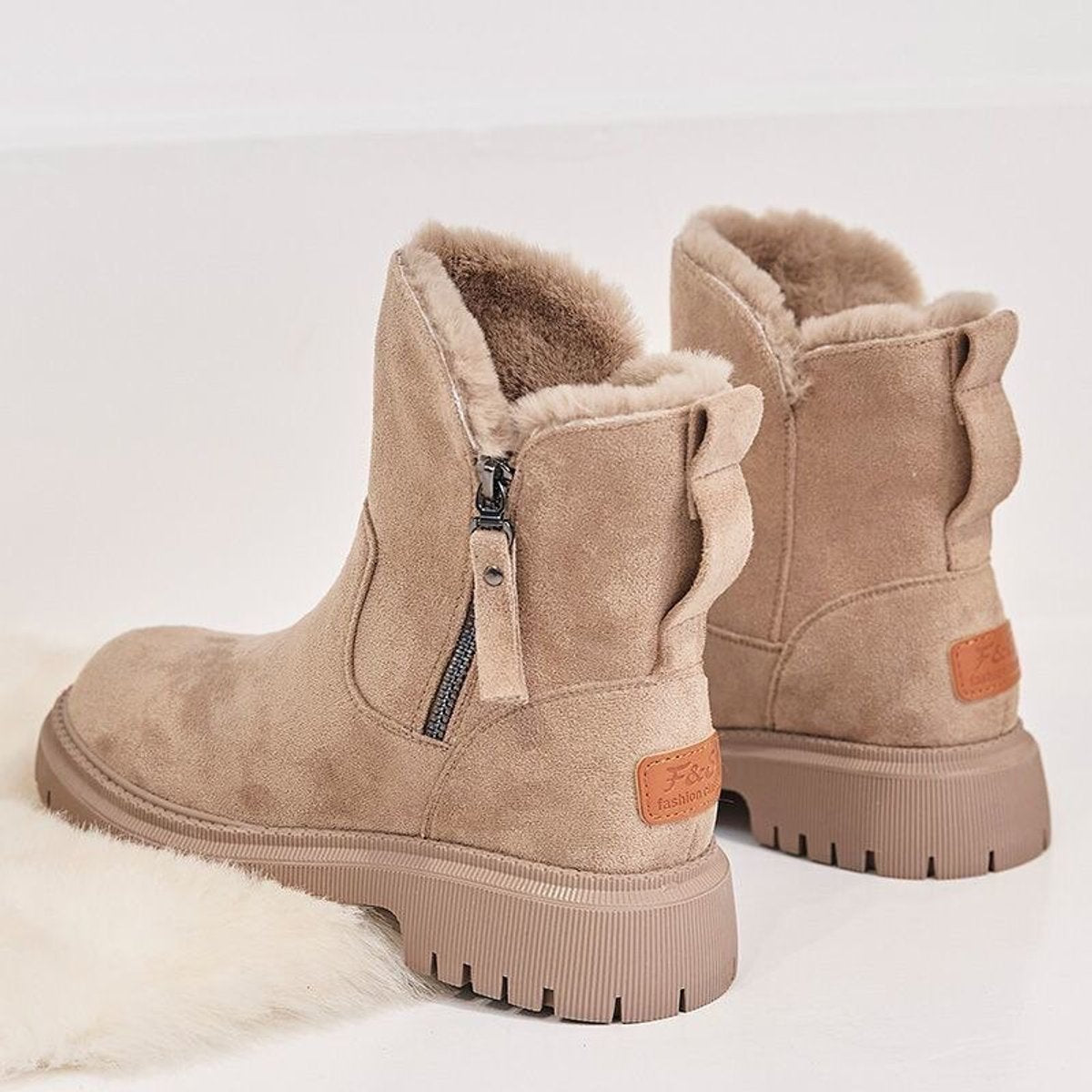 Greta | Women's Insulated Suede Slip-On Ankle Boots with Platform Sole
