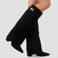 Nora | Women's Over-the-Knee Boots with Buckle, Pointed Block Heel, Suede