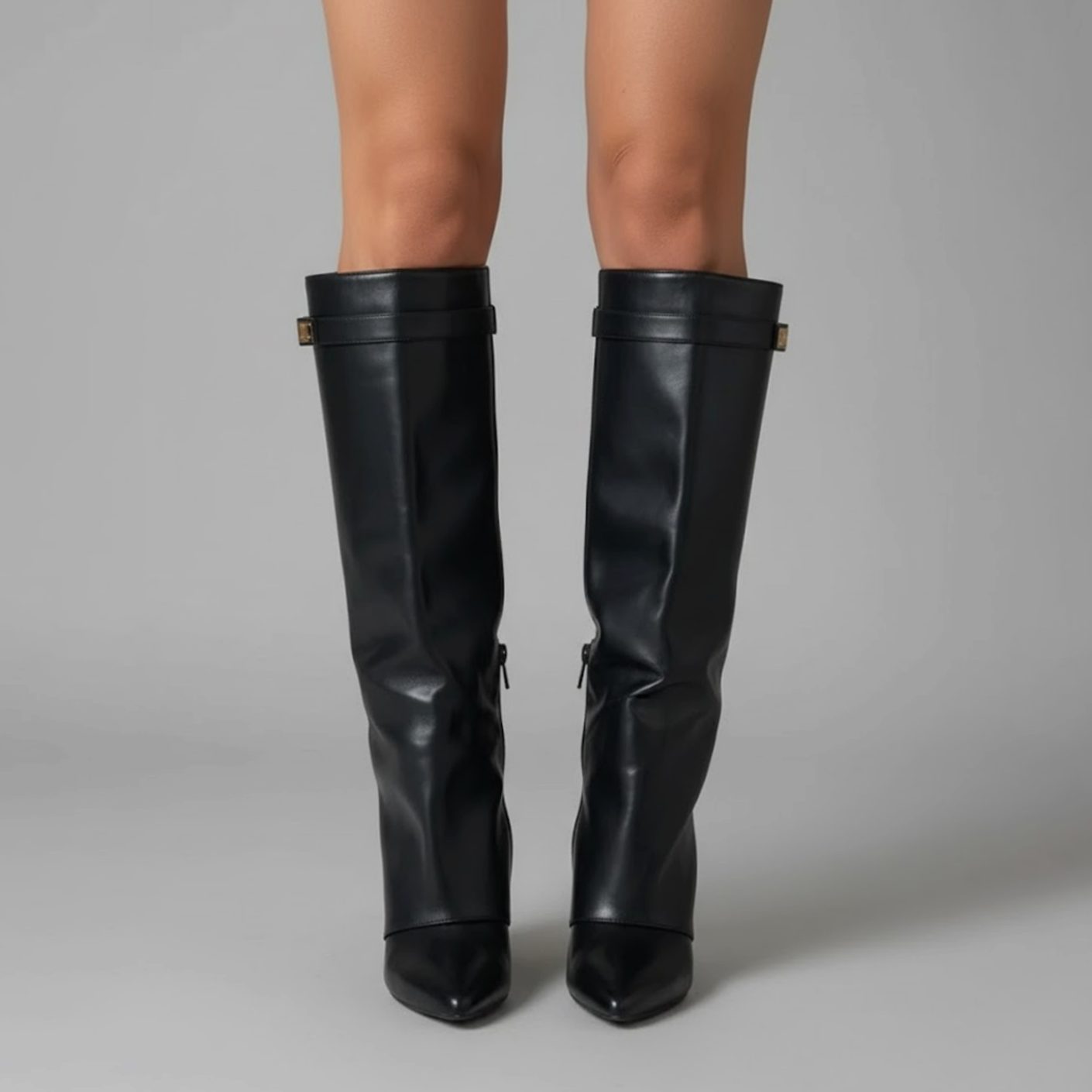 Nora | Women's Over-the-Knee Boots with Buckle, Pointed Block Heel, Suede