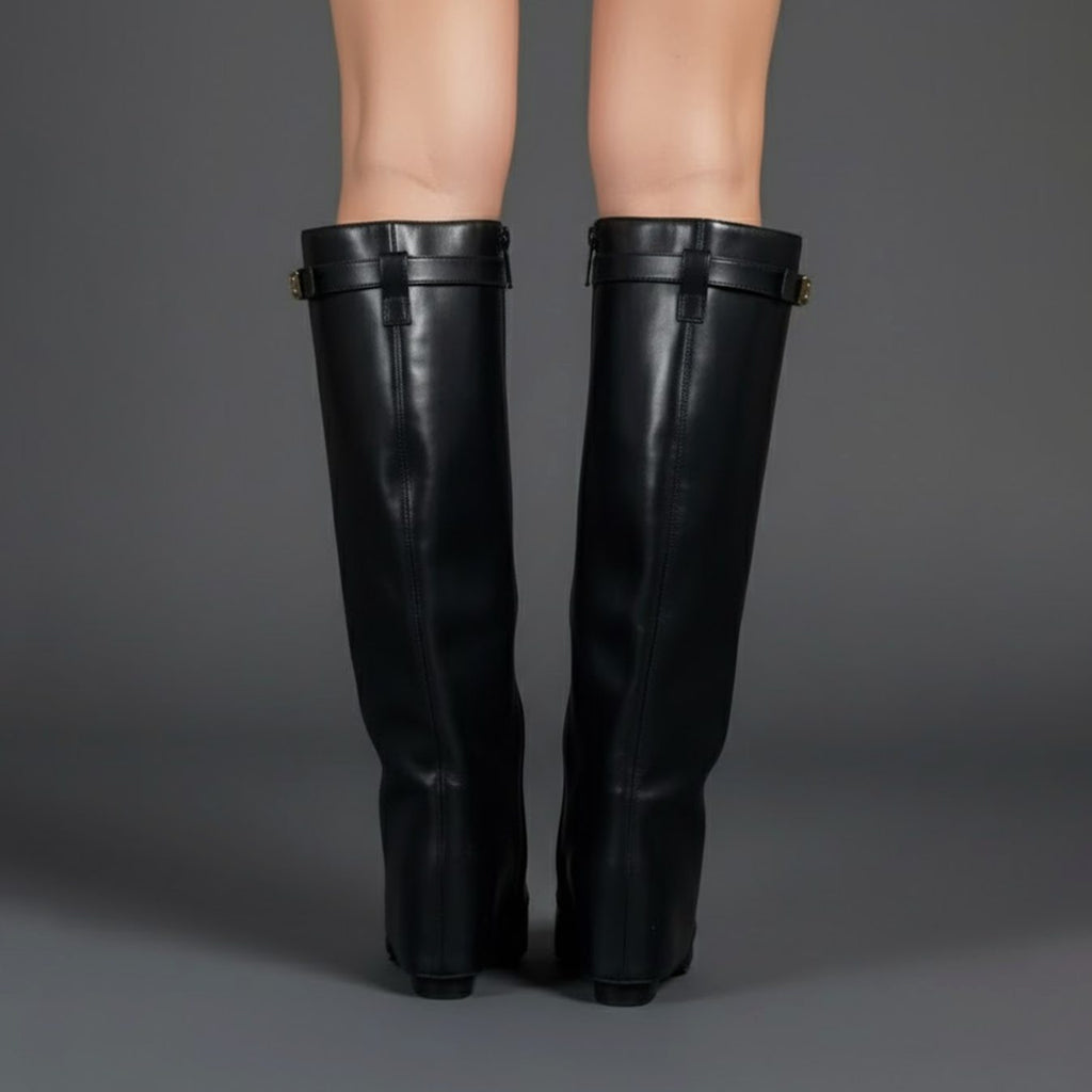 Nora | Women's Over-the-Knee Boots with Buckle, Pointed Block Heel, Suede