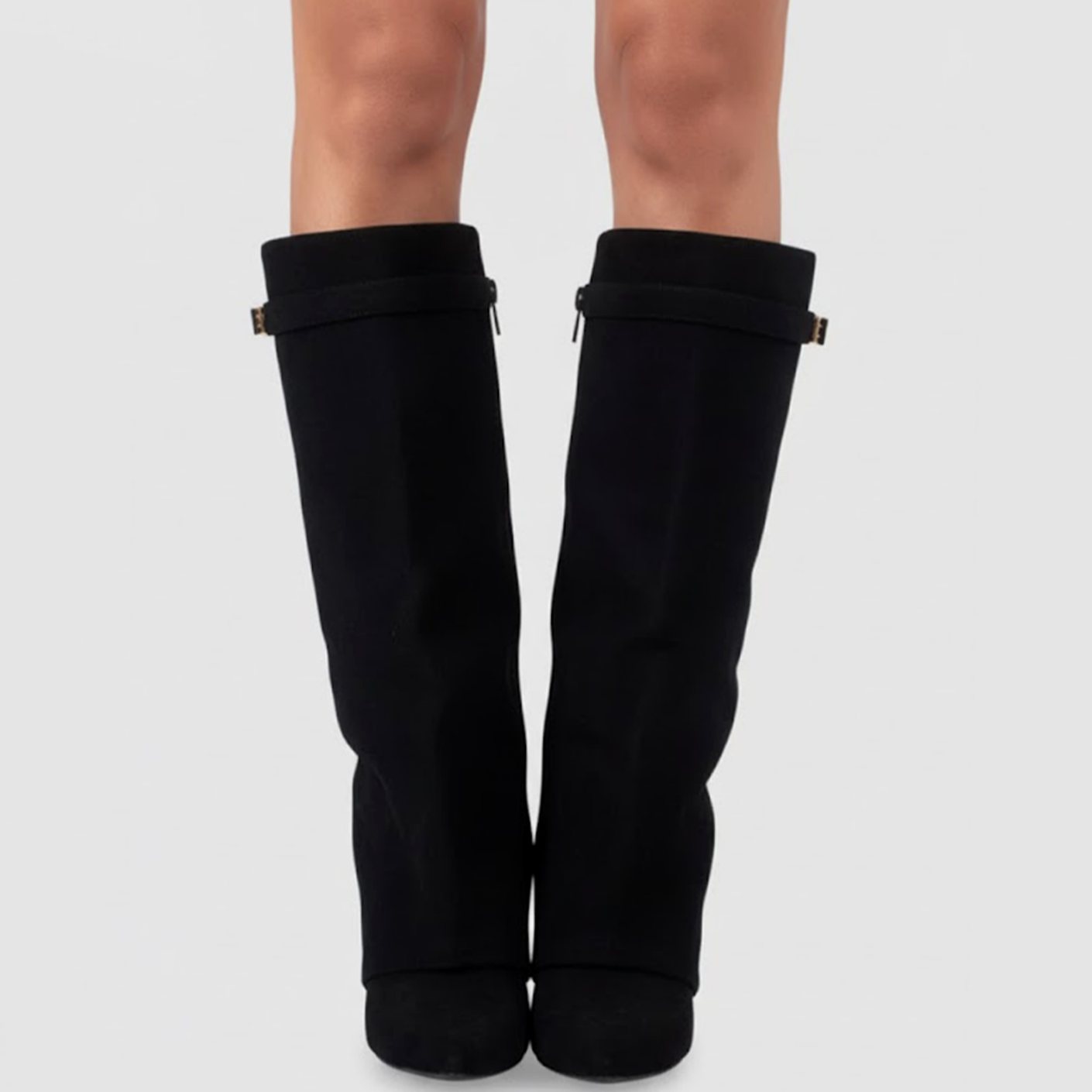 Nora | Women's Over-the-Knee Boots with Buckle, Pointed Block Heel, Suede