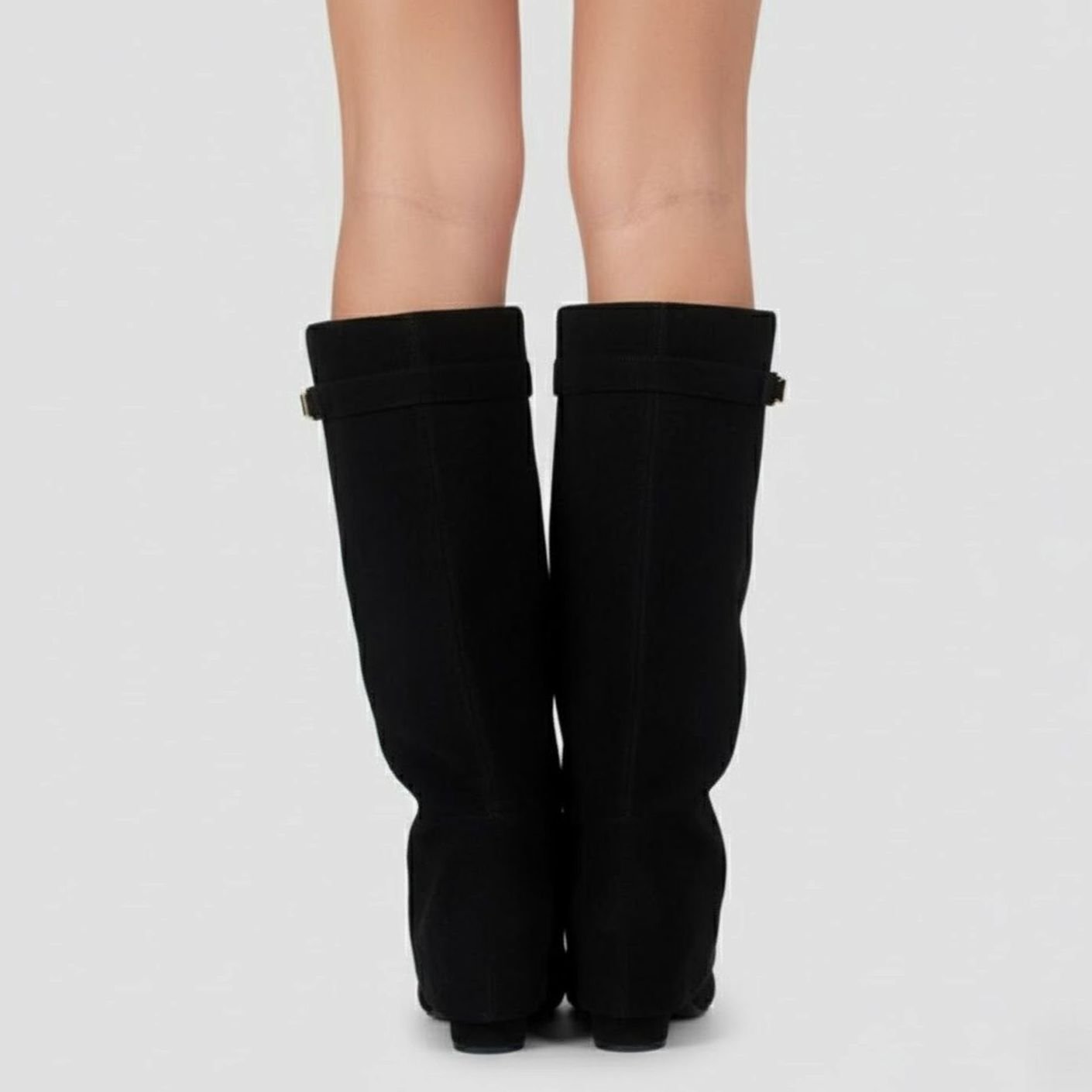 Nora | Women's Over-the-Knee Boots with Buckle, Pointed Block Heel, Suede