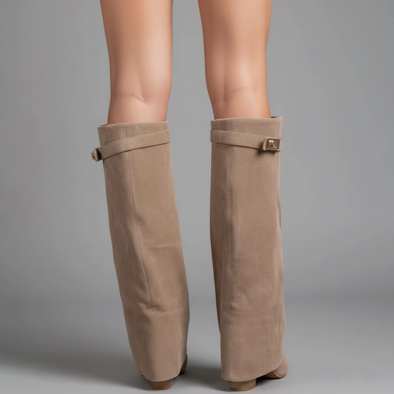 Nora | Women's Over-the-Knee Boots with Buckle, Pointed Block Heel, Suede