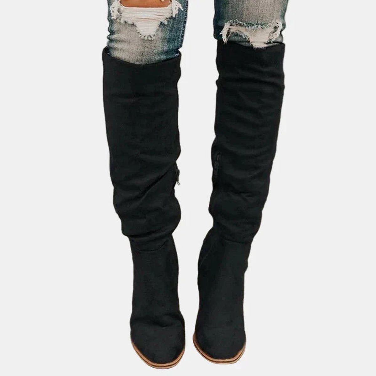 Johanna | Ladies Over-the-Knee Ankle Boots with Block Heel and Zip