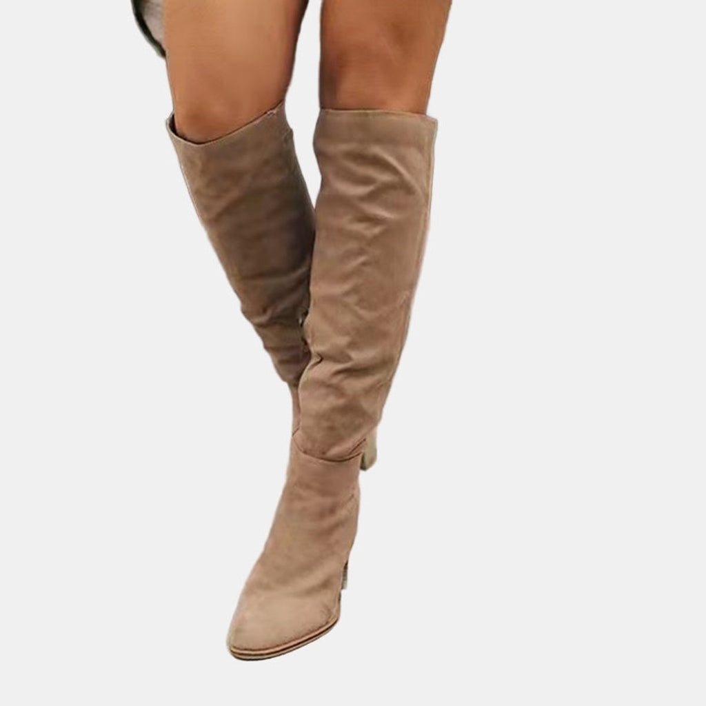 Johanna | Ladies Over-the-Knee Ankle Boots with Block Heel and Zip